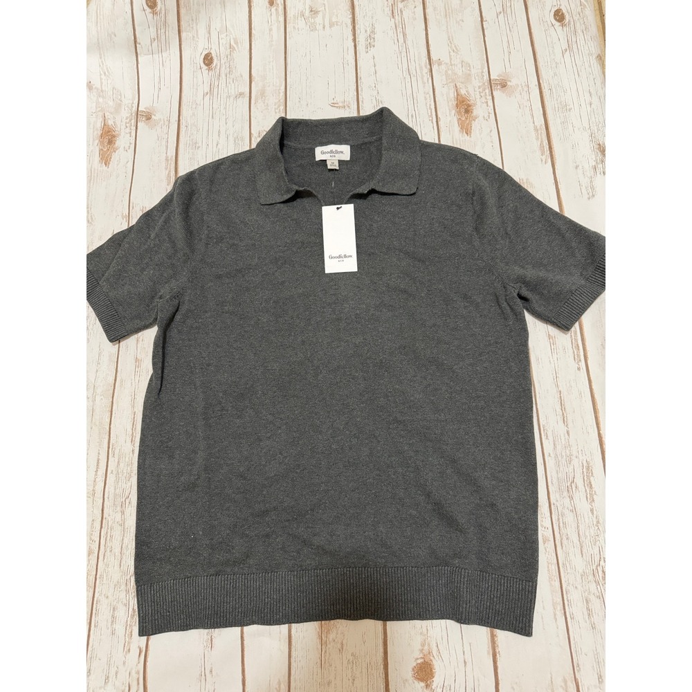 Goodfellow & Co Mens Knit Polo Shirt Gray Short Sleeve Sweater Polo Size M NWT